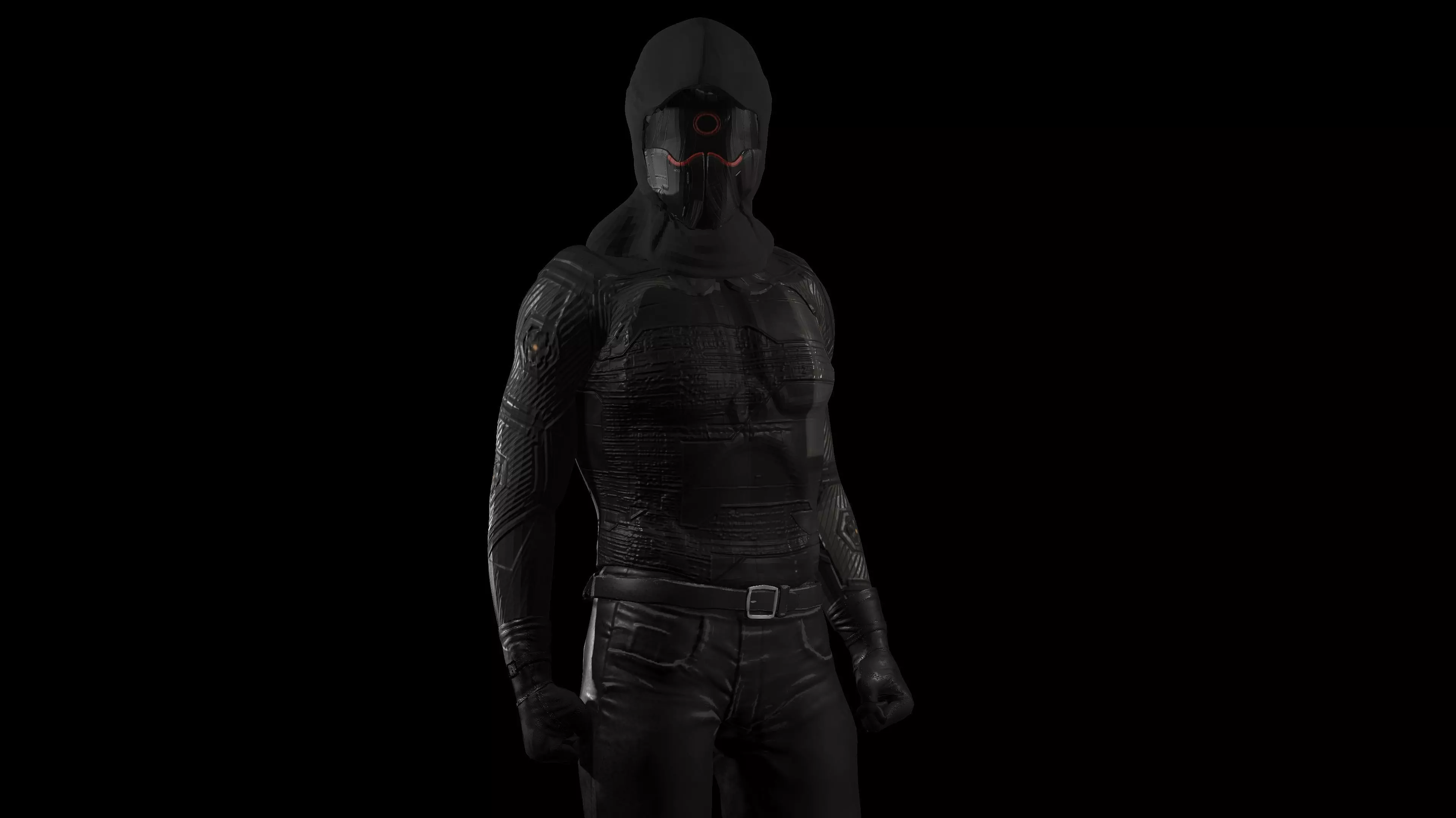 Cyberpunk Soldier Low-poly 3D model_0