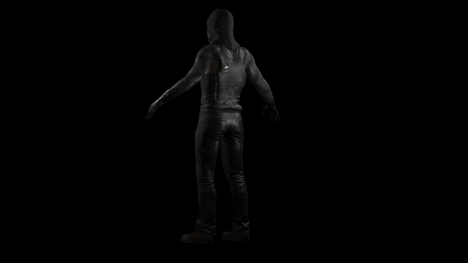 Cyberpunk Soldier Low-poly 3D model_4