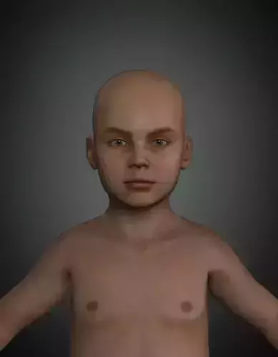 Kid Realistic Games Base mesh character with rig and texture
