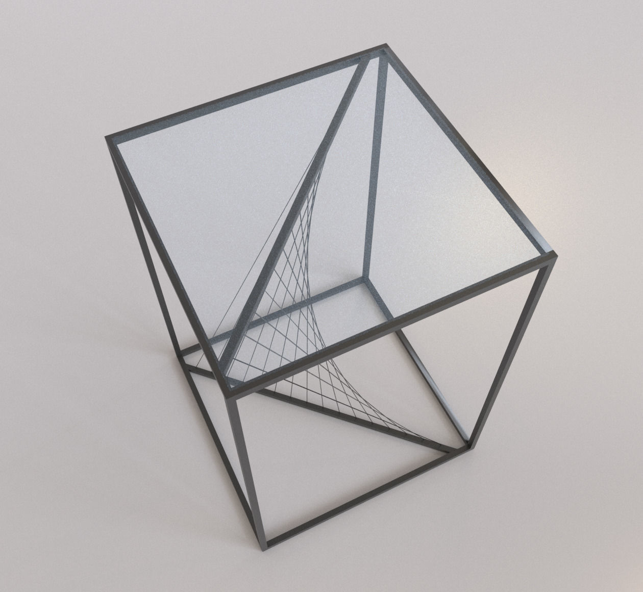 Metal coffee table with glass 3D model_3