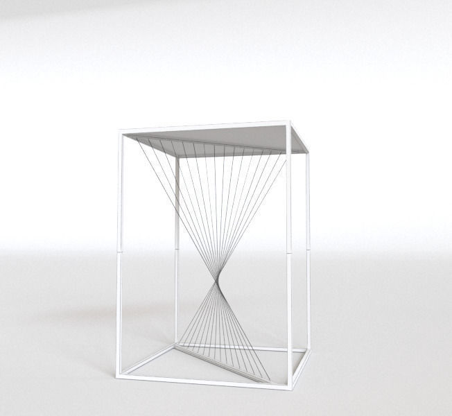 Metal coffee table with glass 3D model_5