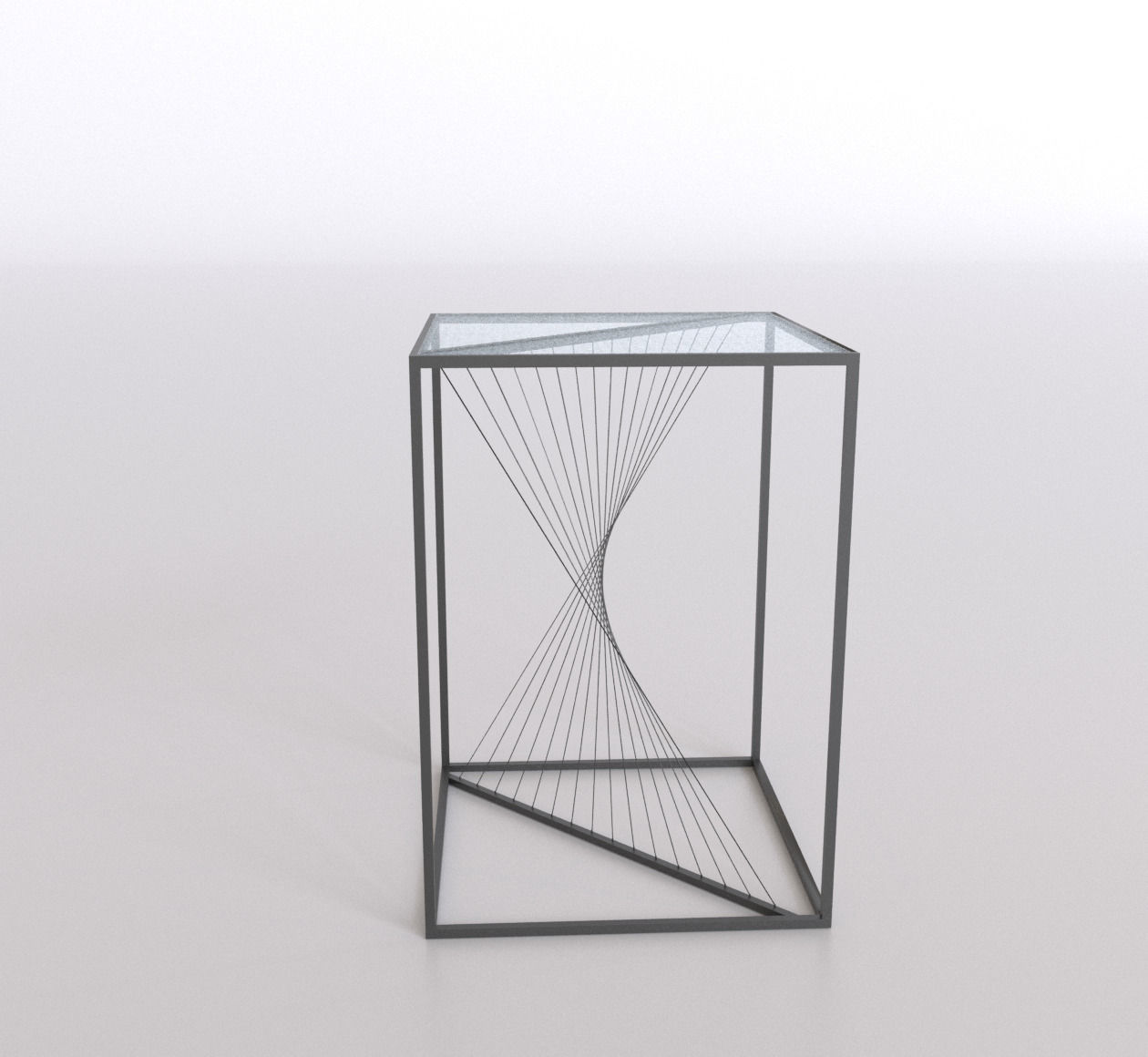 Metal coffee table with glass 3D model_2