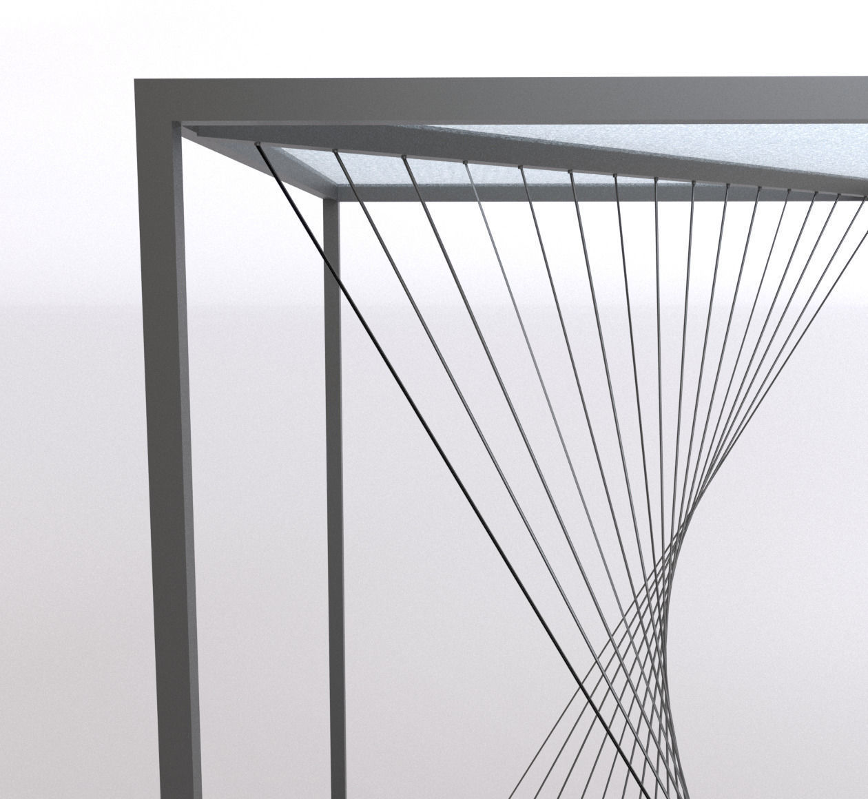 Metal coffee table with glass 3D model_4