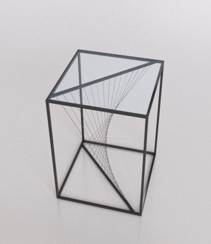 Metal coffee table with glass 3D model_1