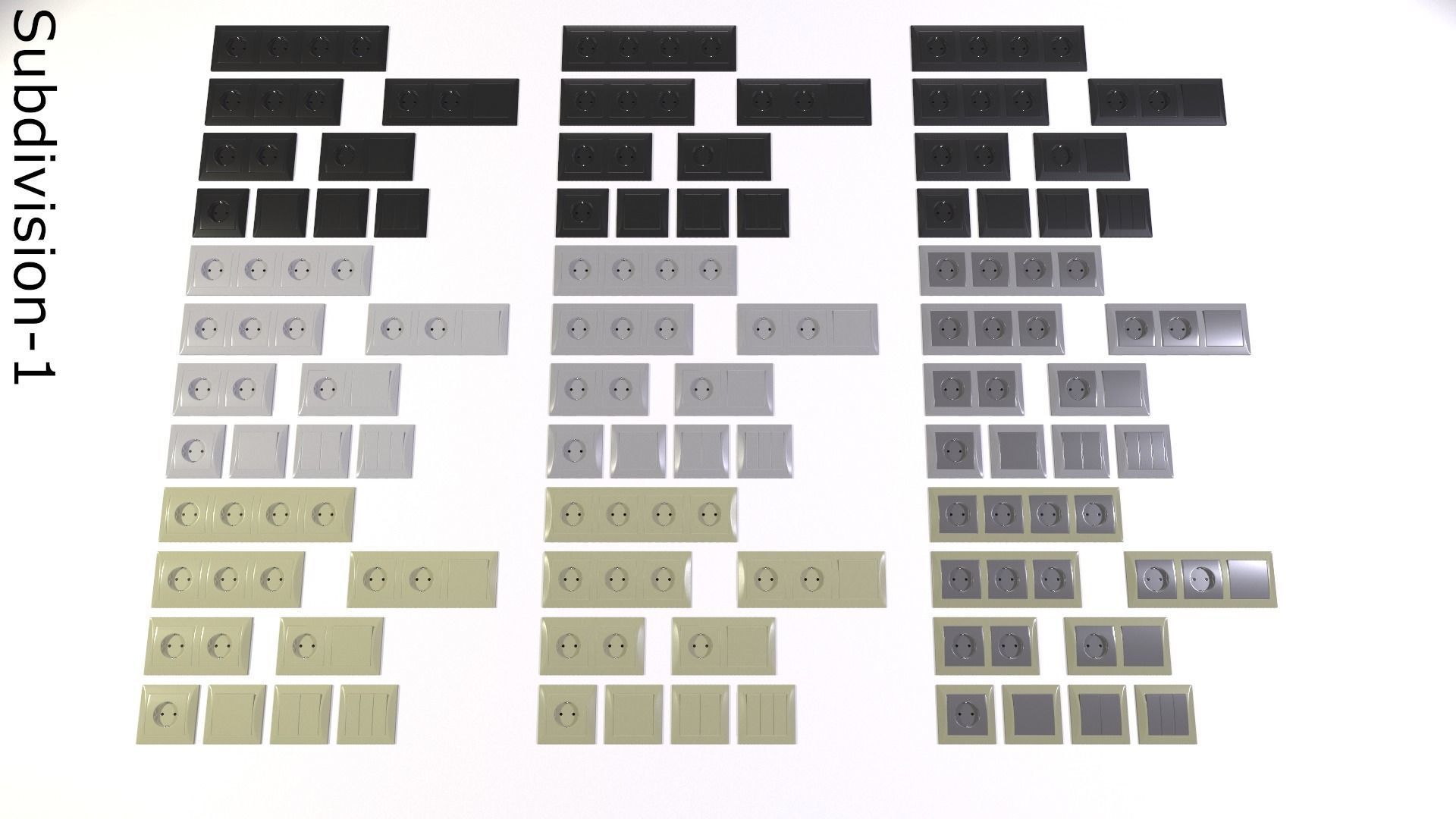 Power socket and light switch 3D model_1