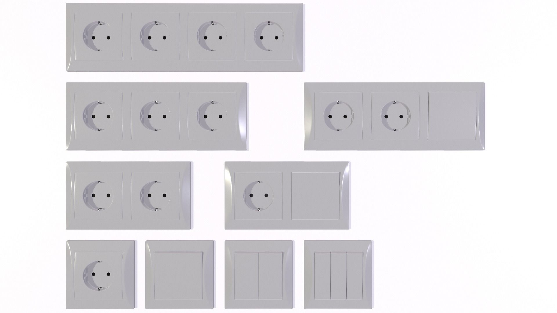 Power socket and light switch 3D model_8