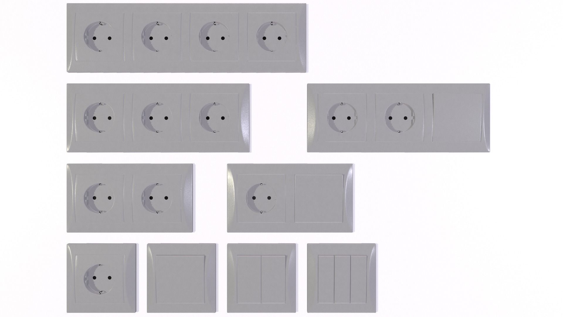 Power socket and light switch 3D model_9