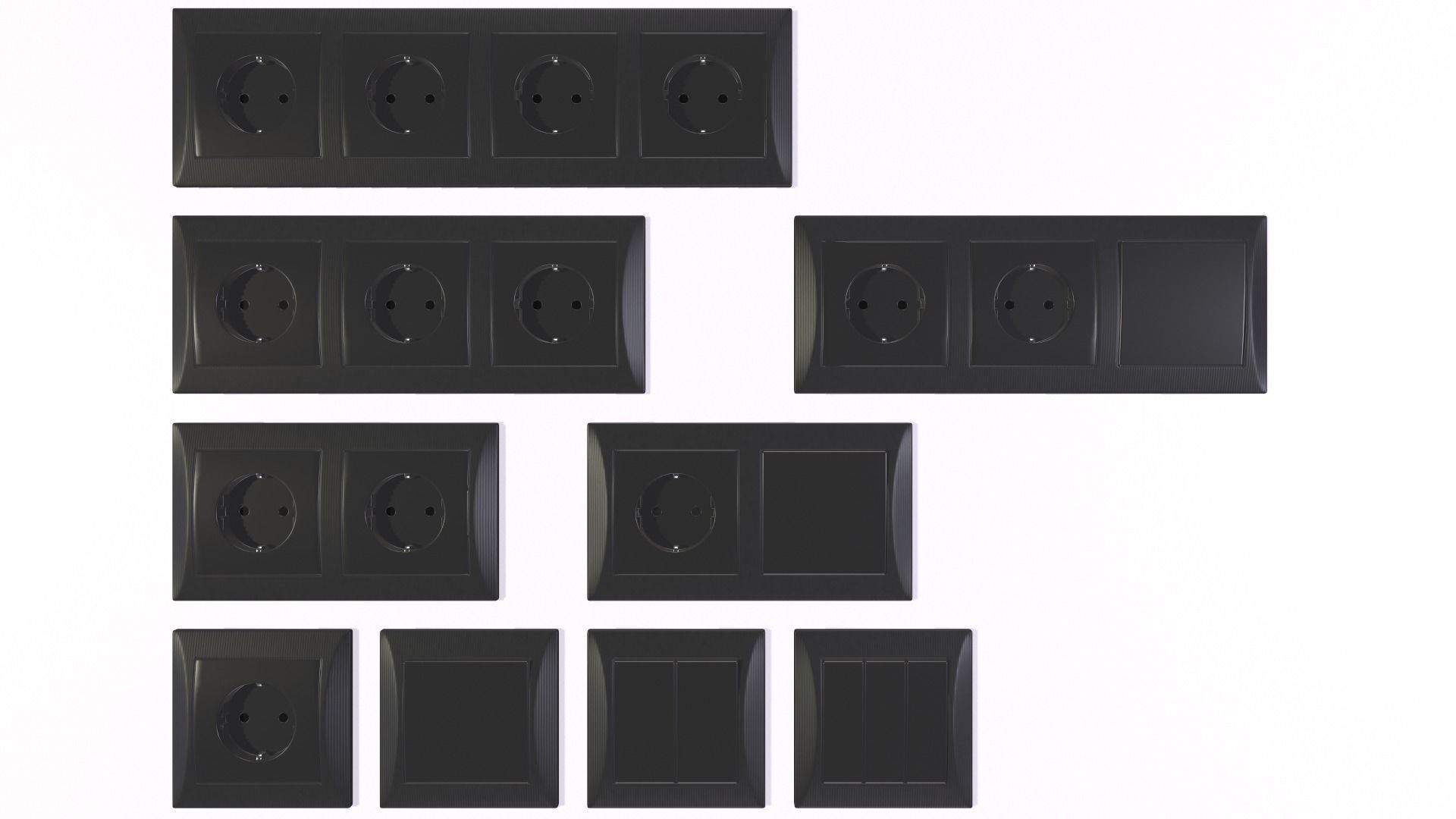 Power socket and light switch 3D model_7