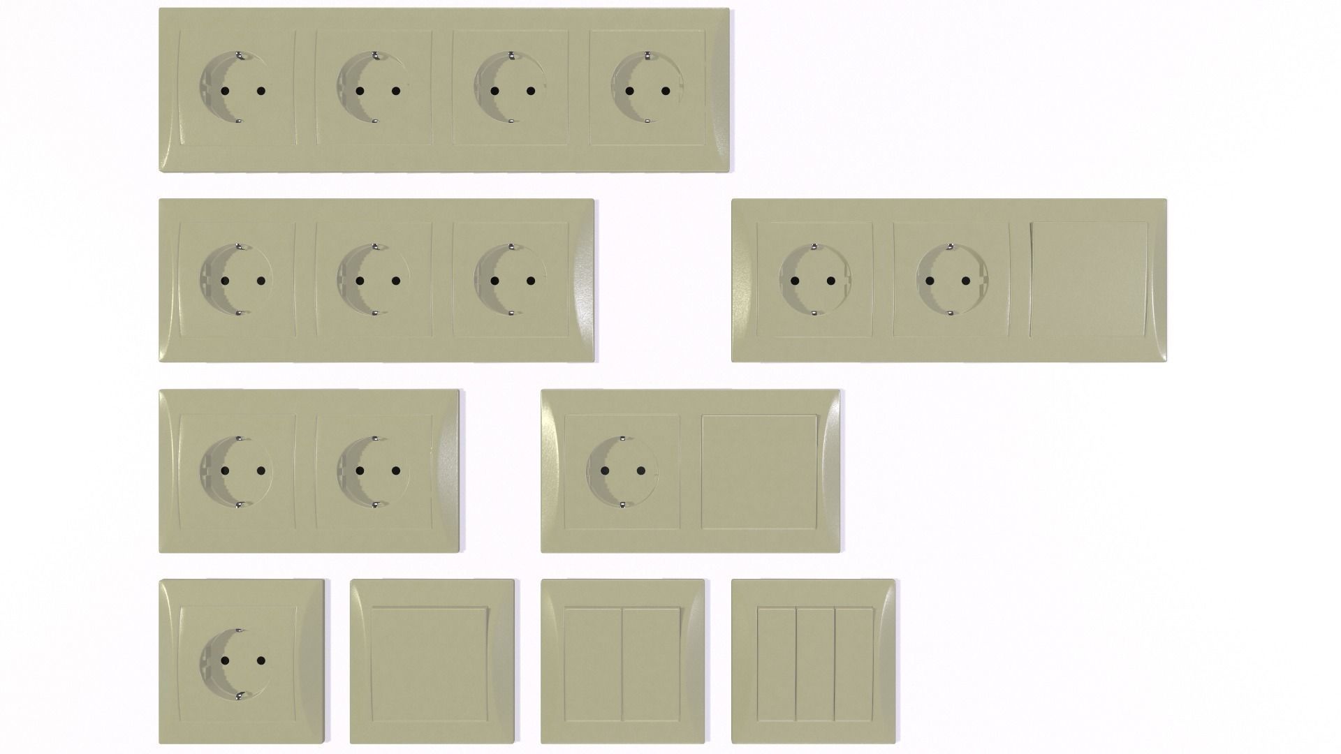 Power socket and light switch 3D model_12