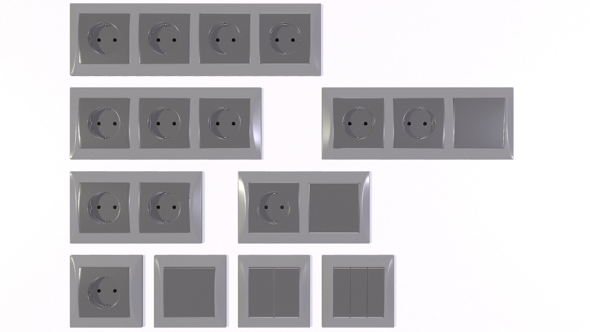 Power socket and light switch 3D model_10