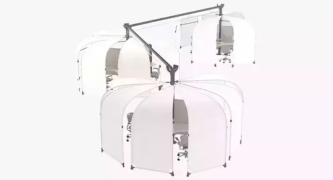 Herman Miller Resolve System with Office Accessories Set 07 3D model