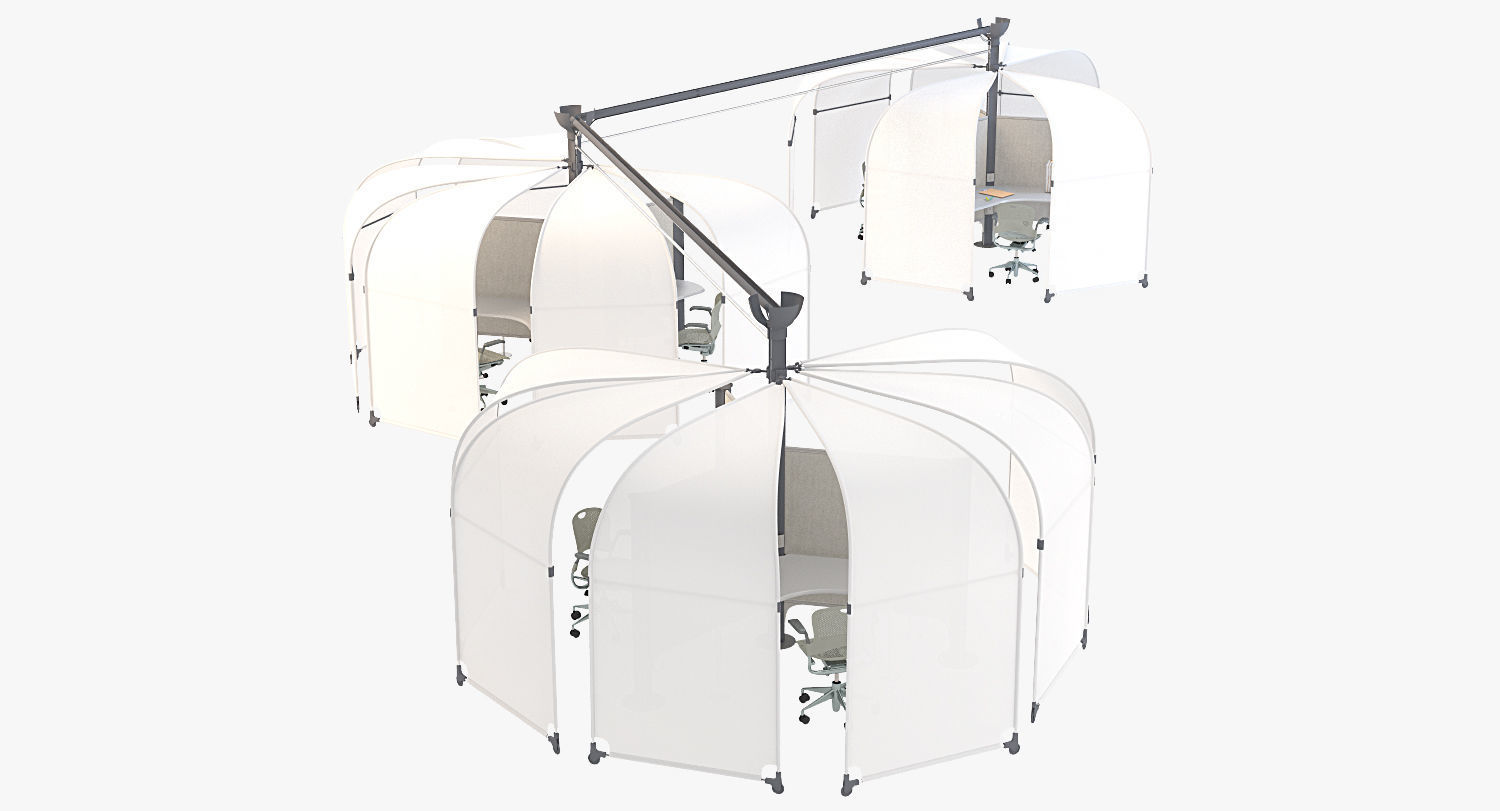 Herman Miller Resolve System with Office Accessories Set 07 3D model_7