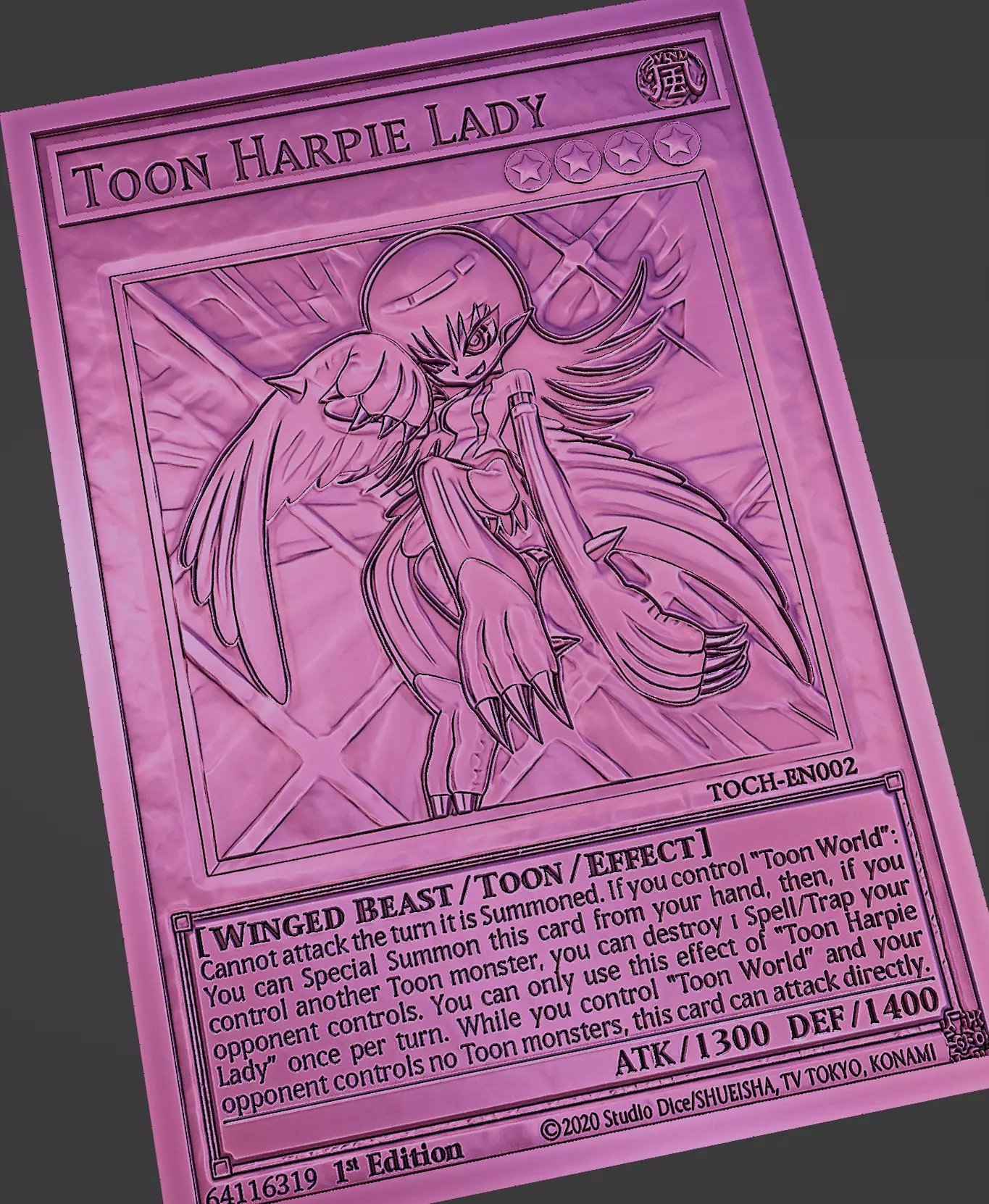 toon harpie lady - yugioh 3D print model