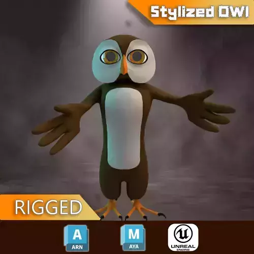 Stylized Owl Rigged Low-poly 3D model