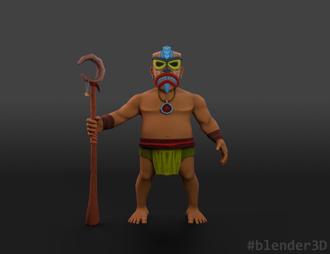 Tiki Shaman  - Low Poly Game Ready Character Model Low-poly 3D model_1