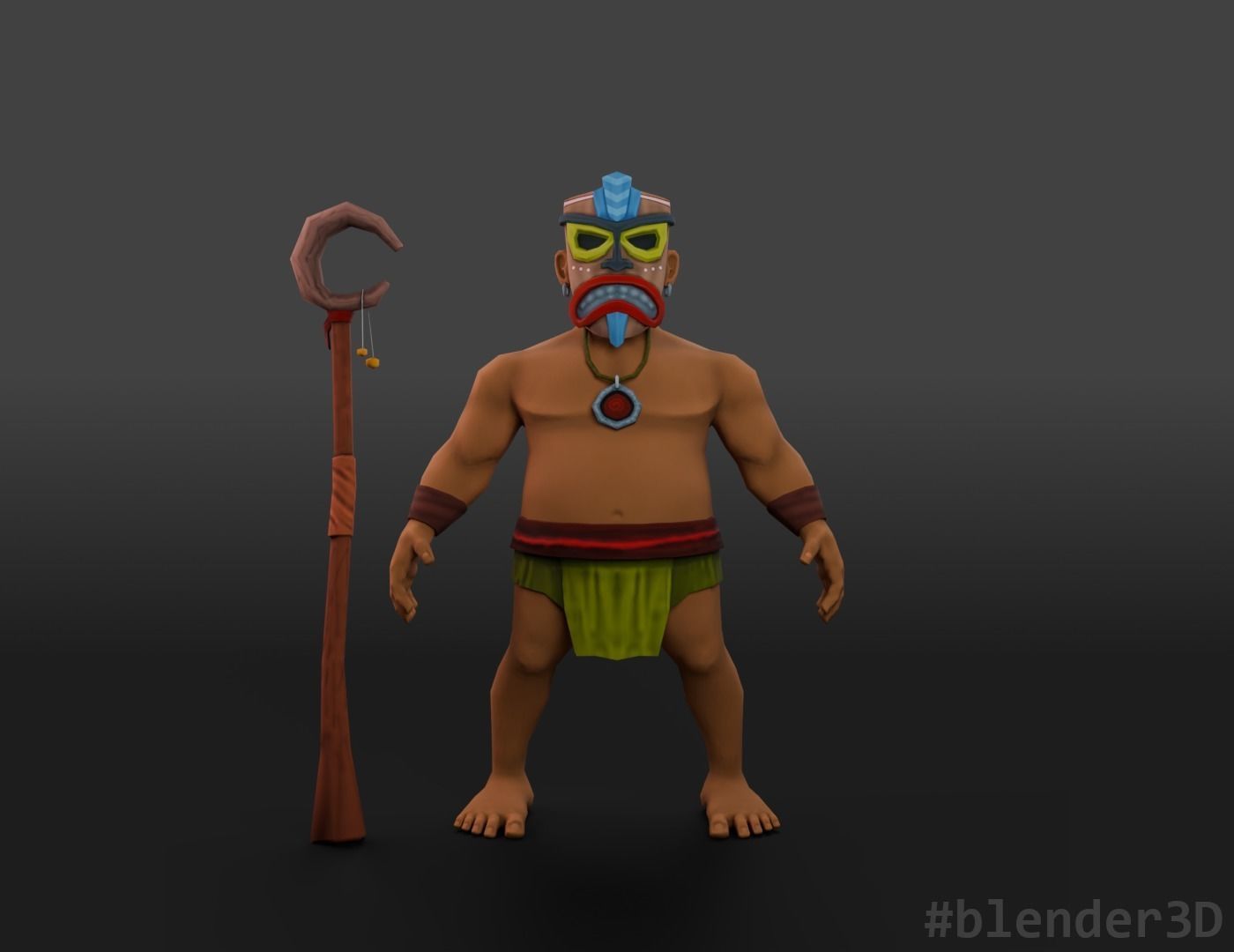 Tiki Shaman  - Low Poly Game Ready Character Model Low-poly 3D model_3