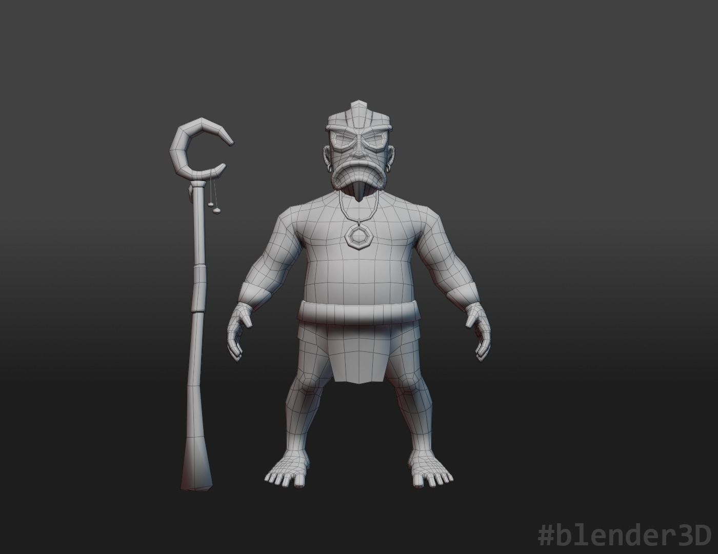 Tiki Shaman  - Low Poly Game Ready Character Model Low-poly 3D model_4