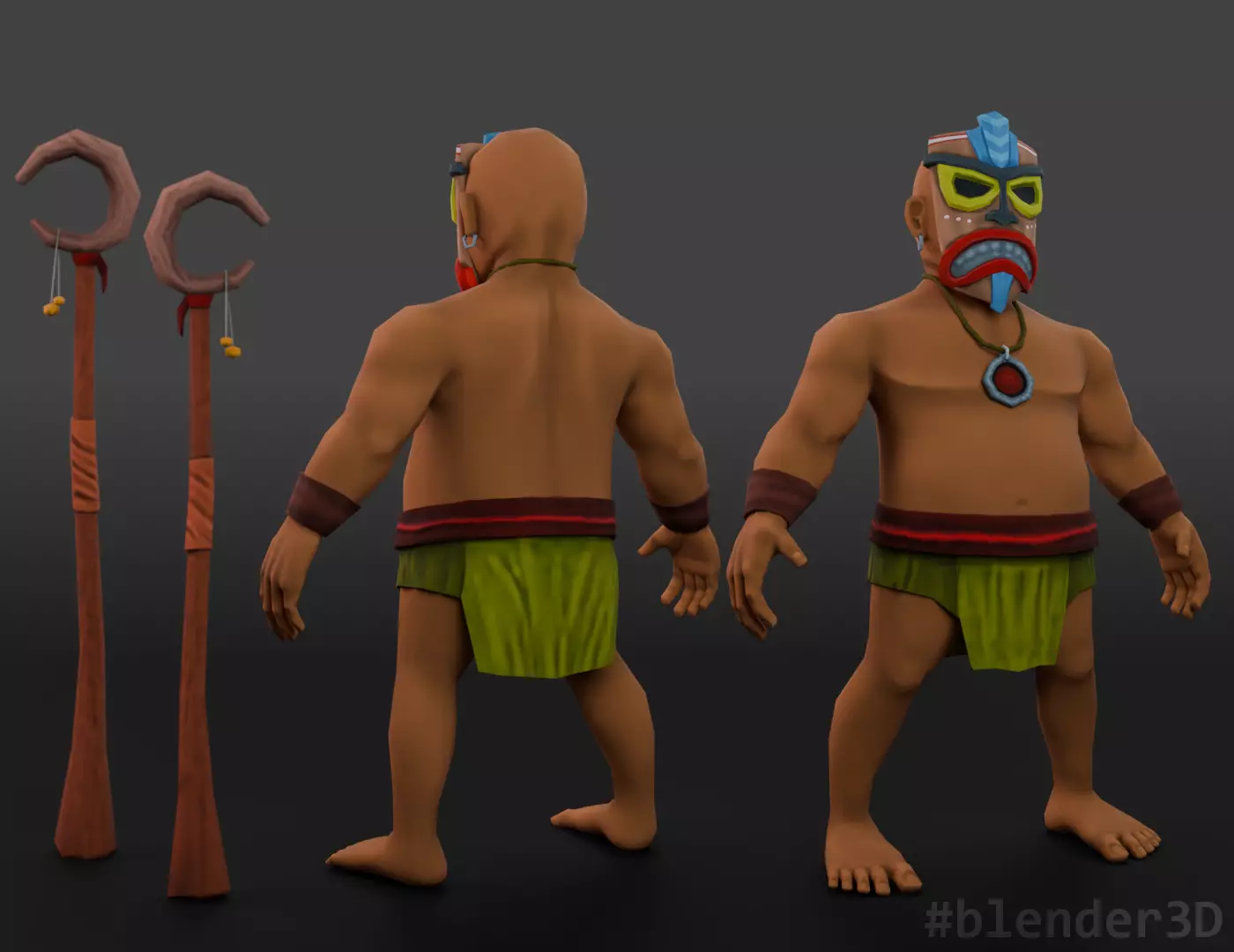 Tiki Shaman  - Low Poly Game Ready Character Model Low-poly 3D model_0