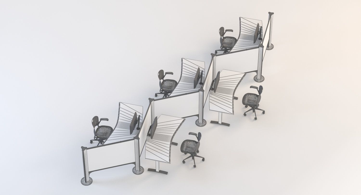 Herman Miller Resolve System with Office Accessories Set 05 3D model_8