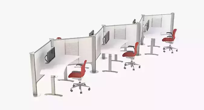 Herman Miller Resolve System with Office Accessories Set 05 3D model