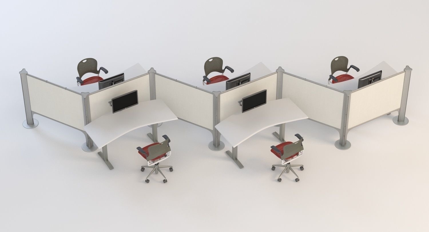 Herman Miller Resolve System with Office Accessories Set 05 3D model_2