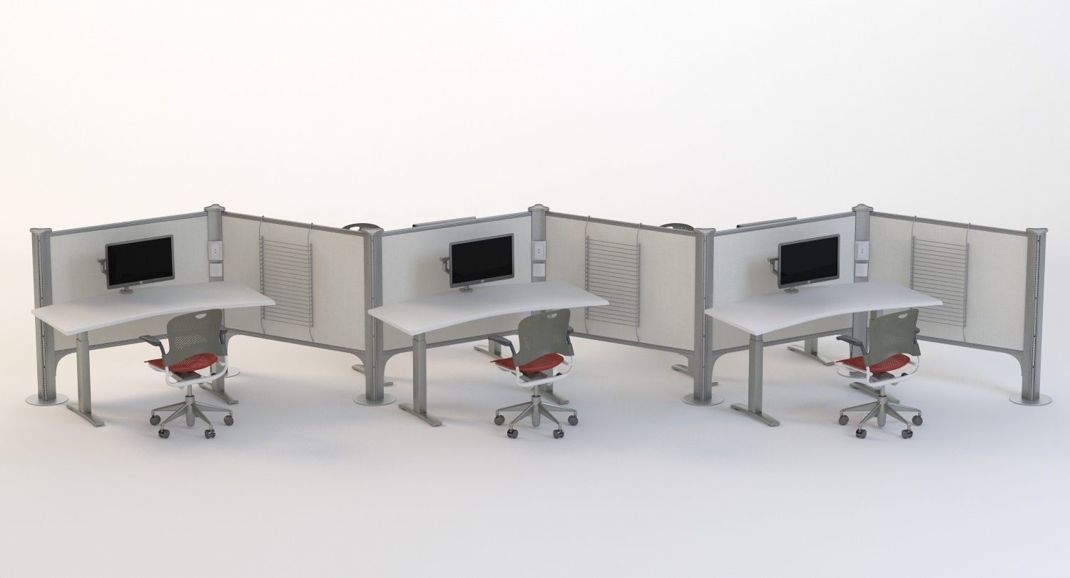 Herman Miller Resolve System with Office Accessories Set 05 3D model_3