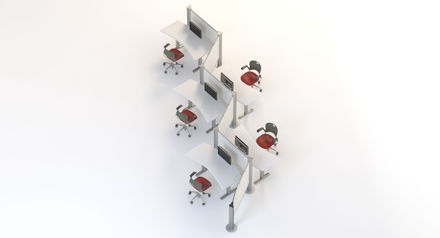 Herman Miller Resolve System with Office Accessories Set 05 3D model_6