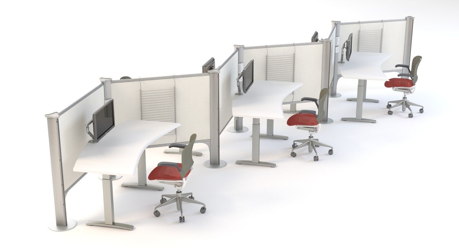 Herman Miller Resolve System with Office Accessories Set 05 3D model_1