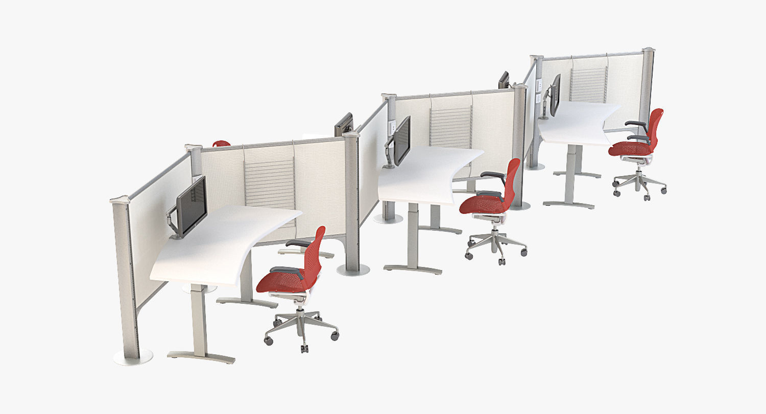 Herman Miller Resolve System with Office Accessories Set 05 3D model_9