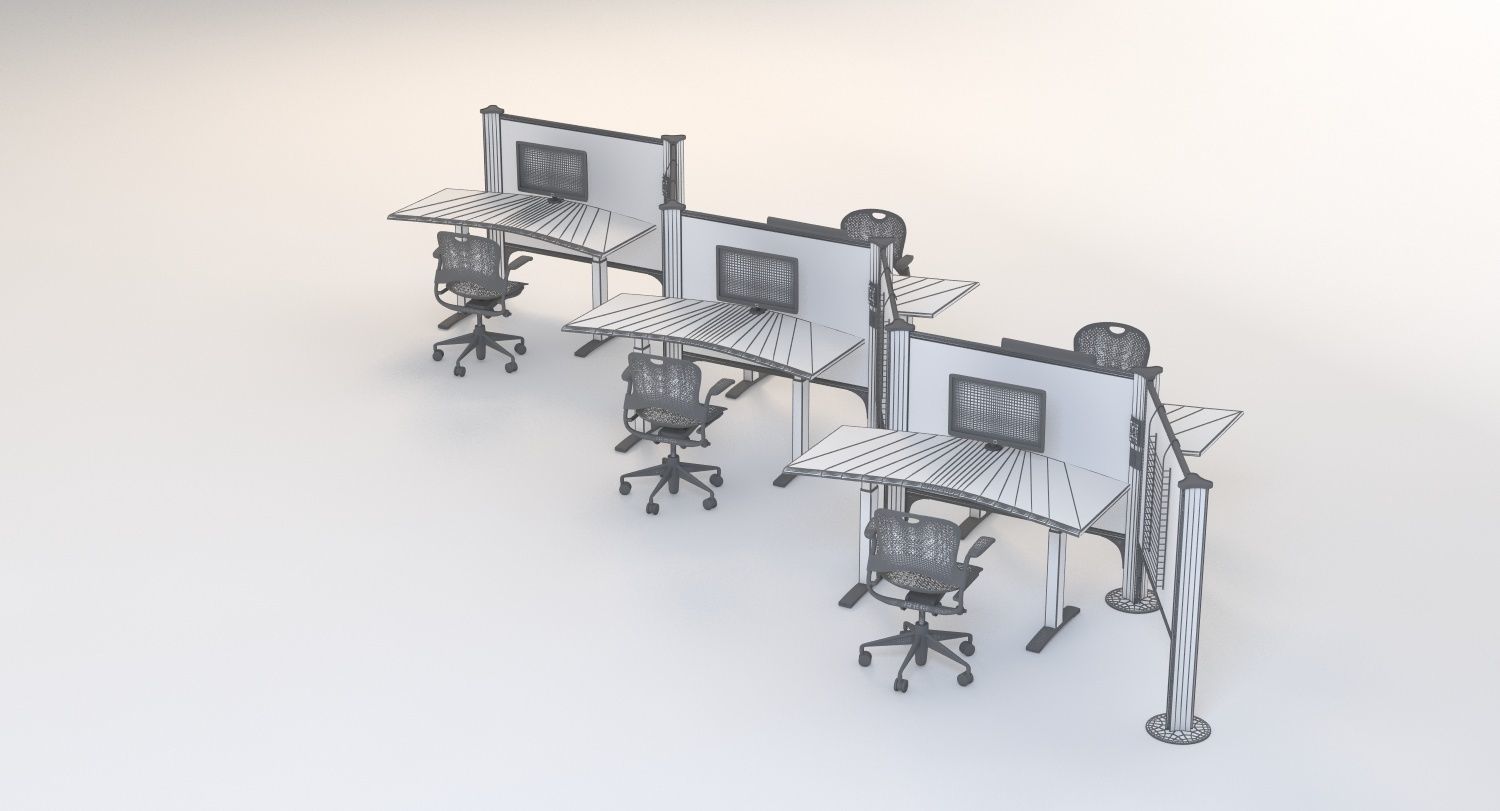 Herman Miller Resolve System with Office Accessories Set 05 3D model_7