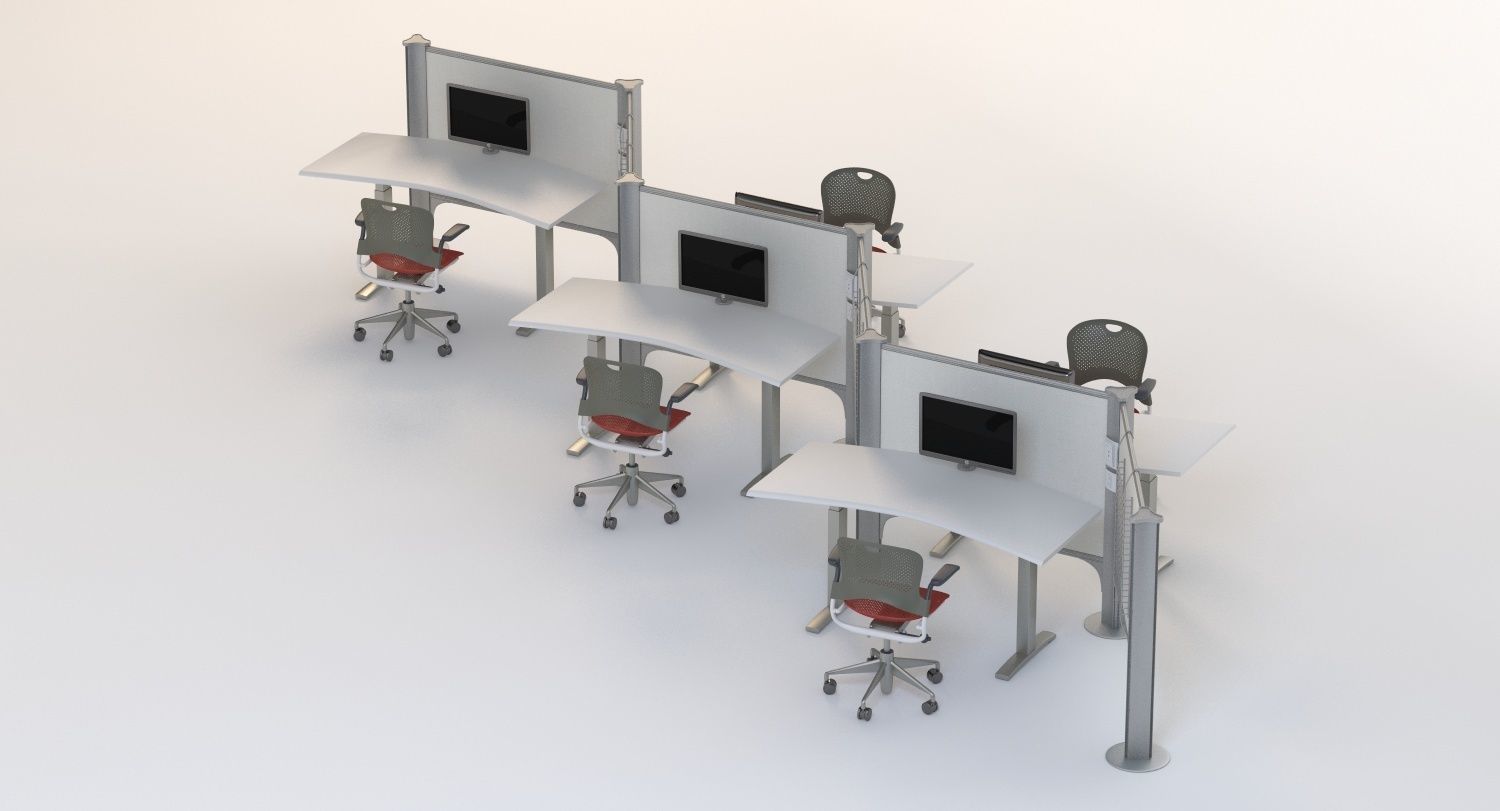 Herman Miller Resolve System with Office Accessories Set 05 3D model_4