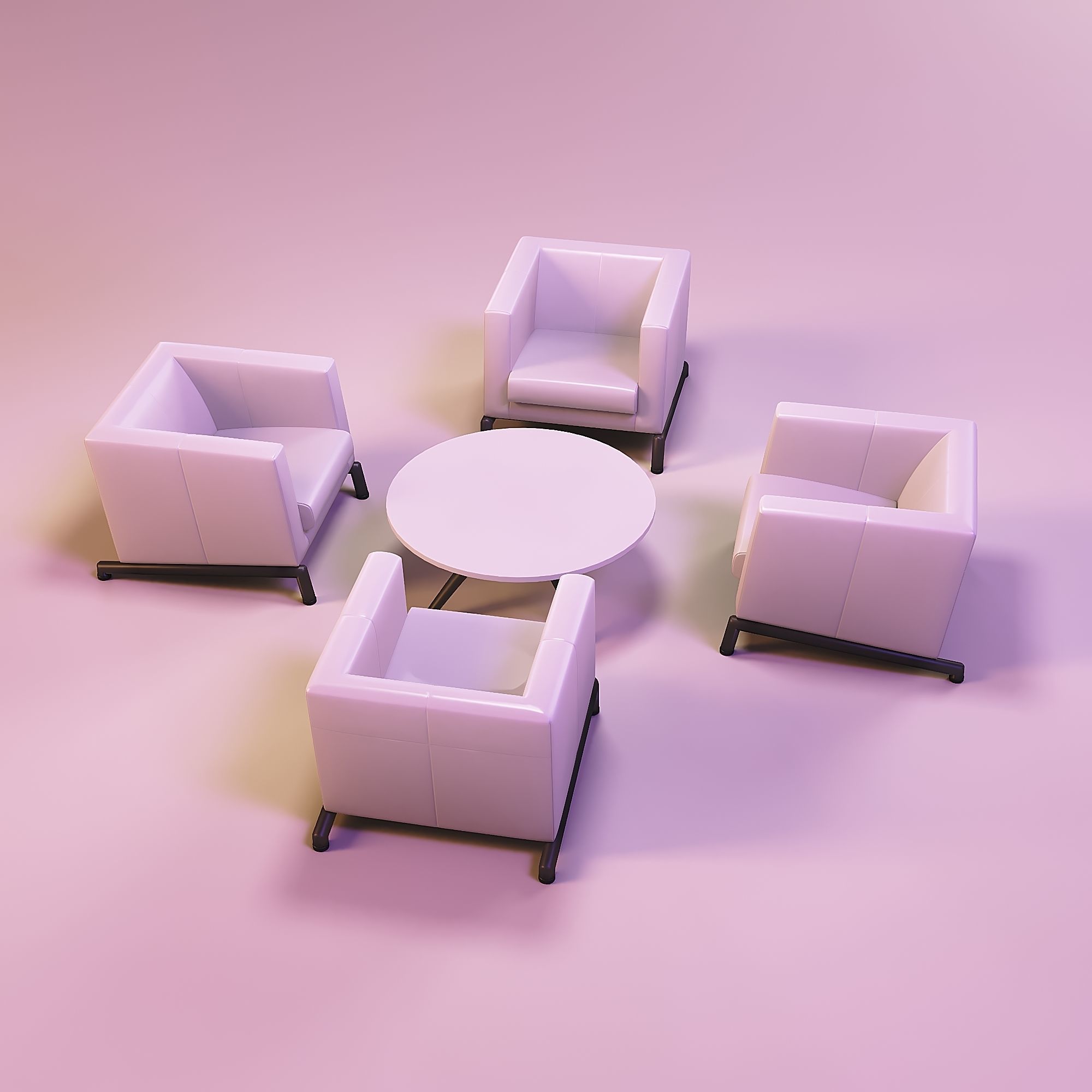 Recliner chair and coffee table kit 3D print model_7