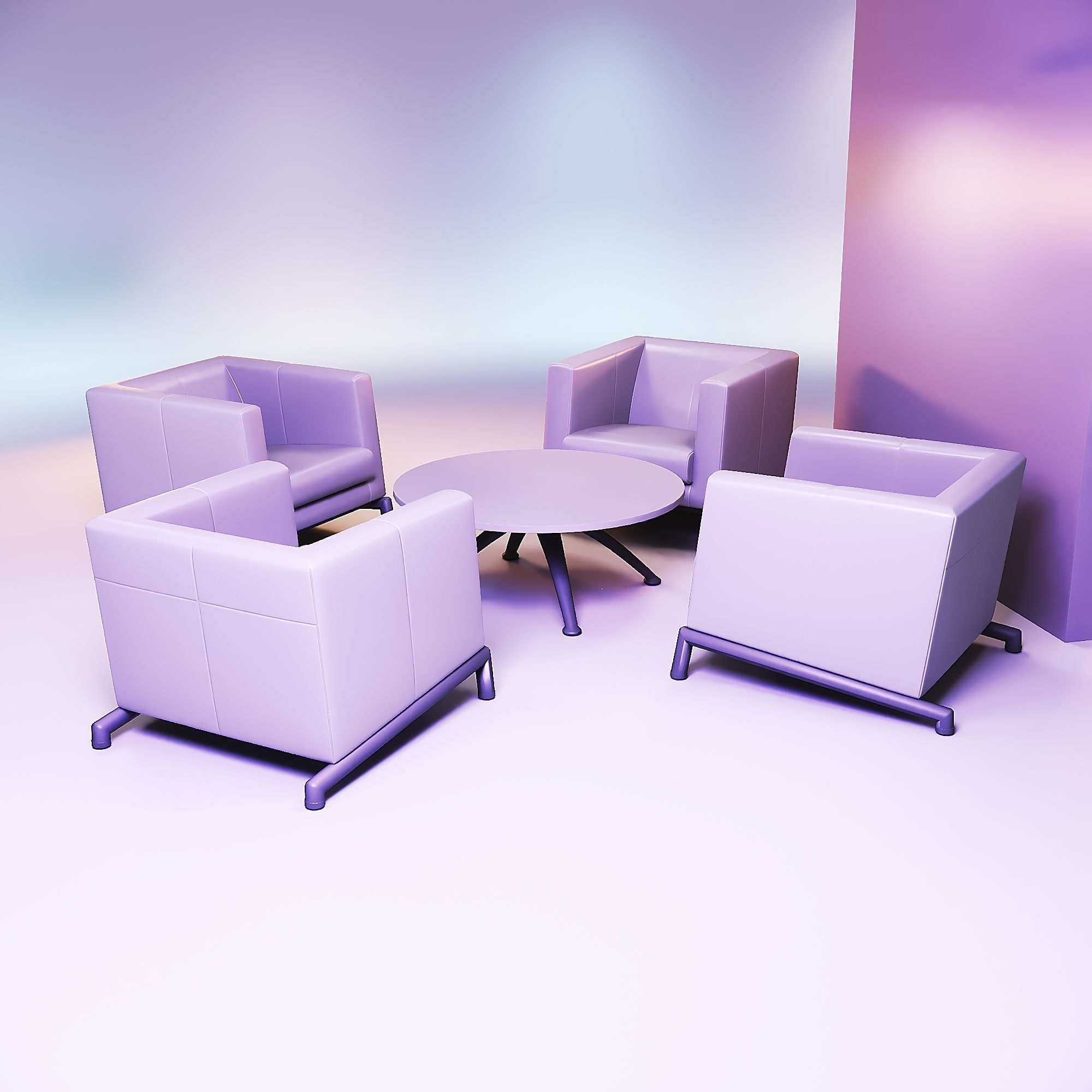 Recliner chair and coffee table kit 3D print model_1