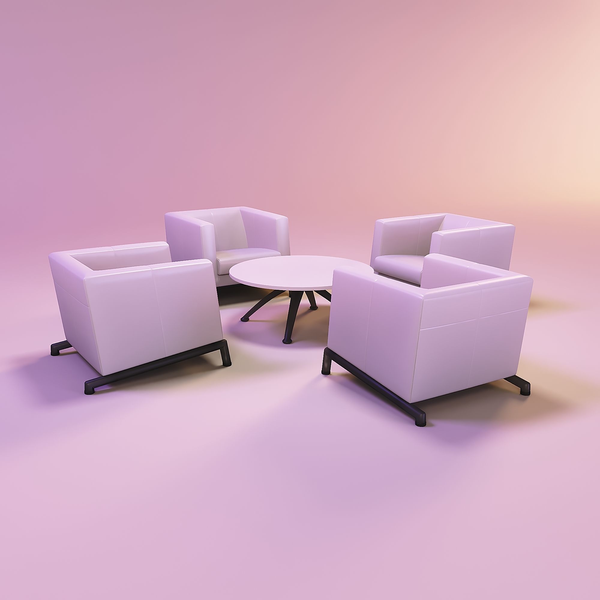 Recliner chair and coffee table kit 3D print model_3