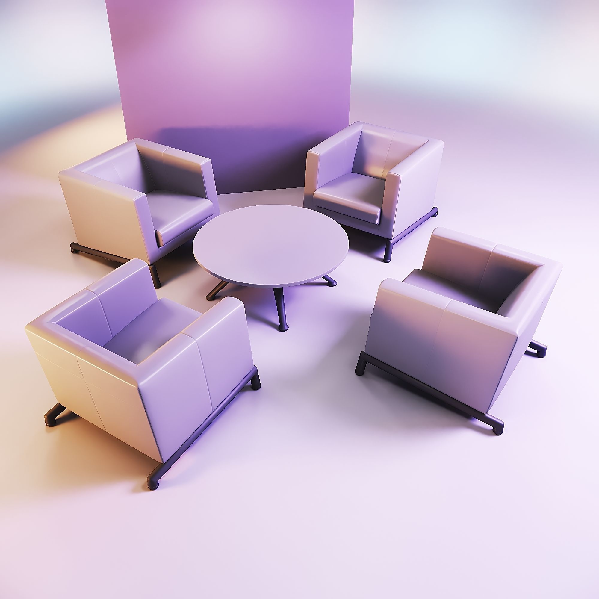 Recliner chair and coffee table kit 3D print model_2