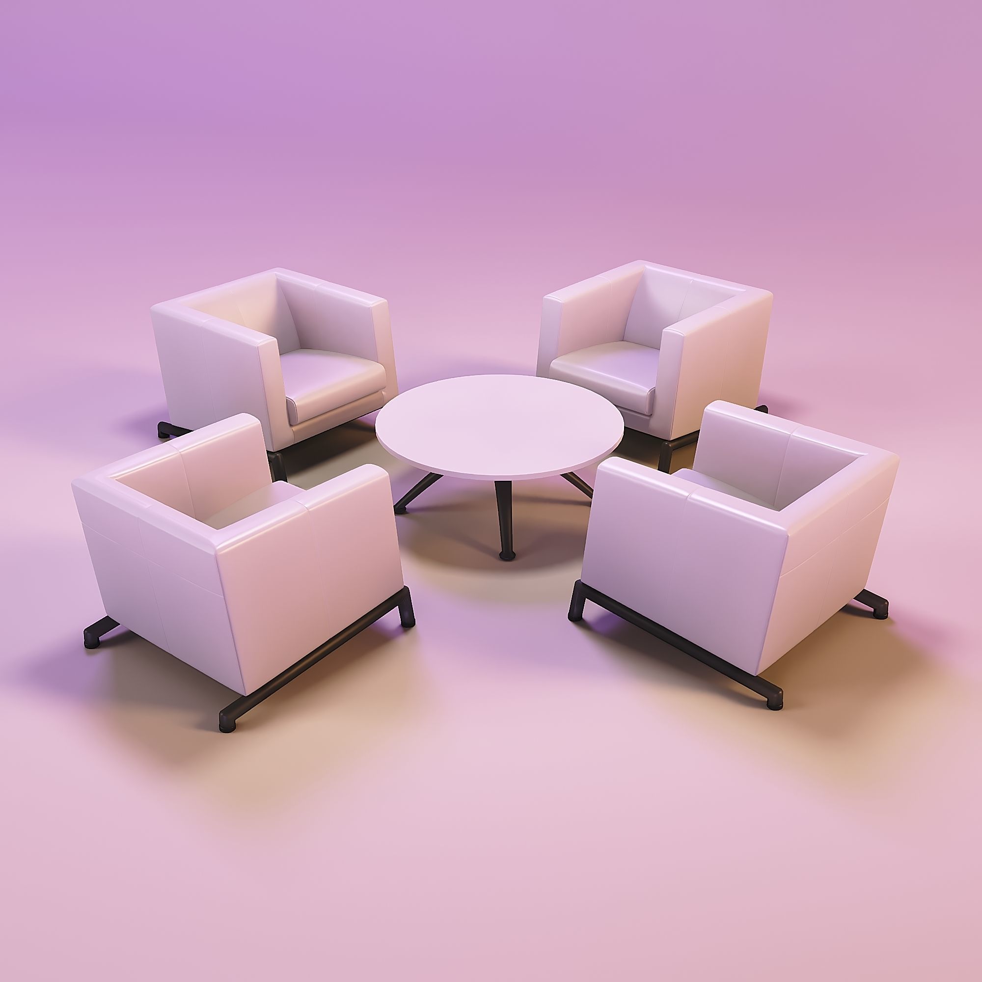 Recliner chair and coffee table kit 3D print model_4