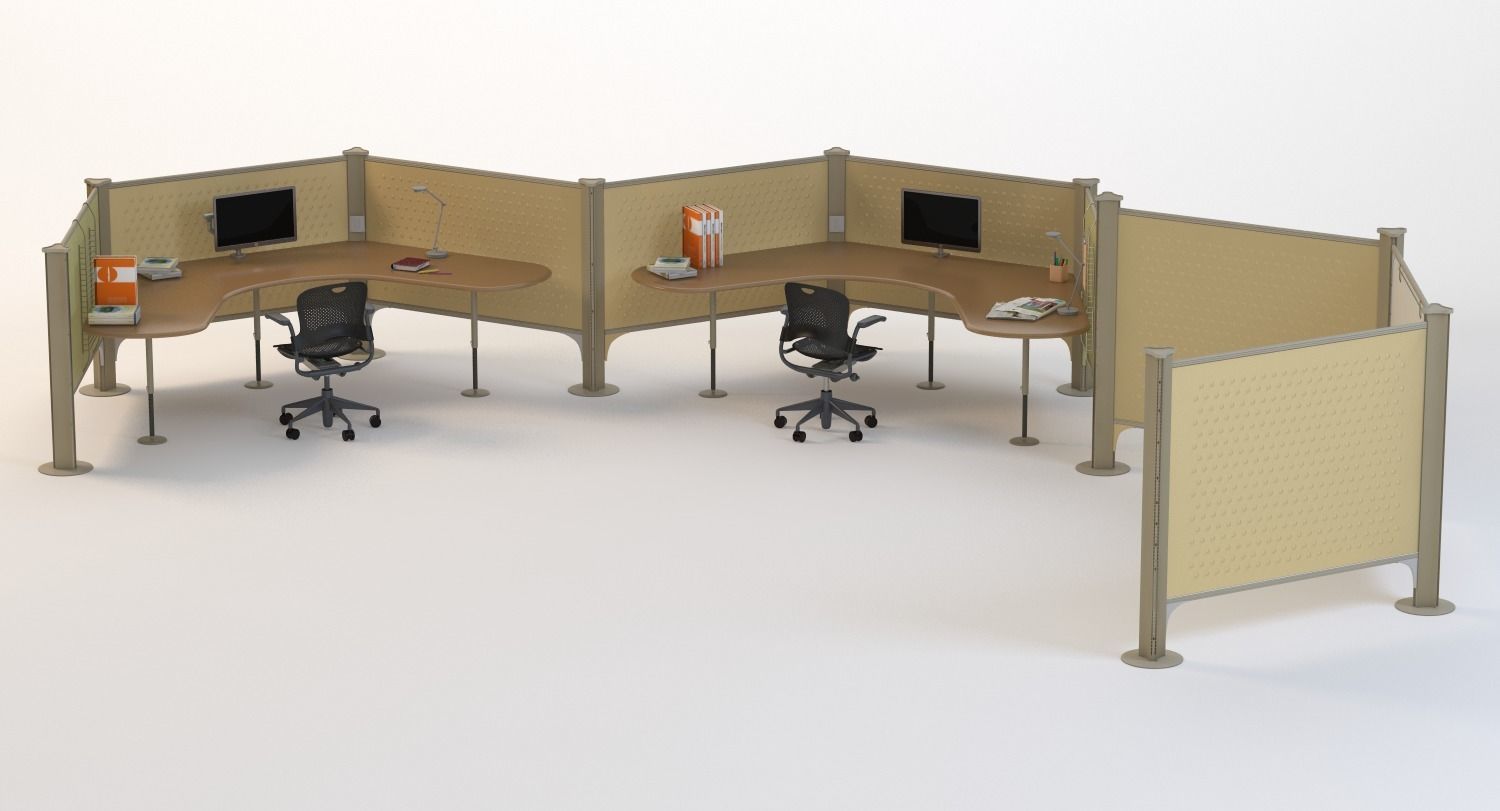 Herman Miller Resolve System with Office Accessories Set 06 3D model_3