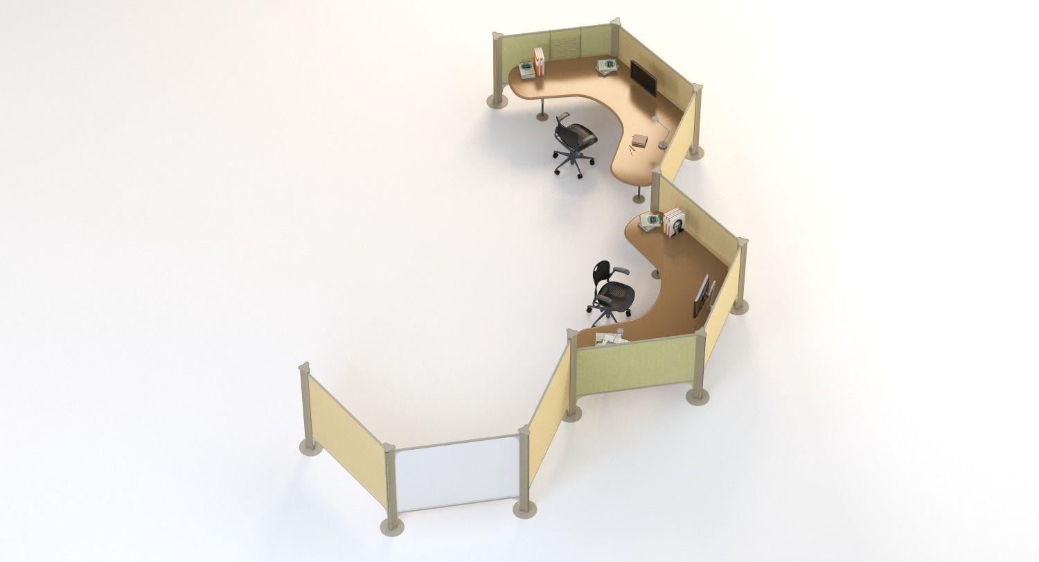 Herman Miller Resolve System with Office Accessories Set 06 3D model_6