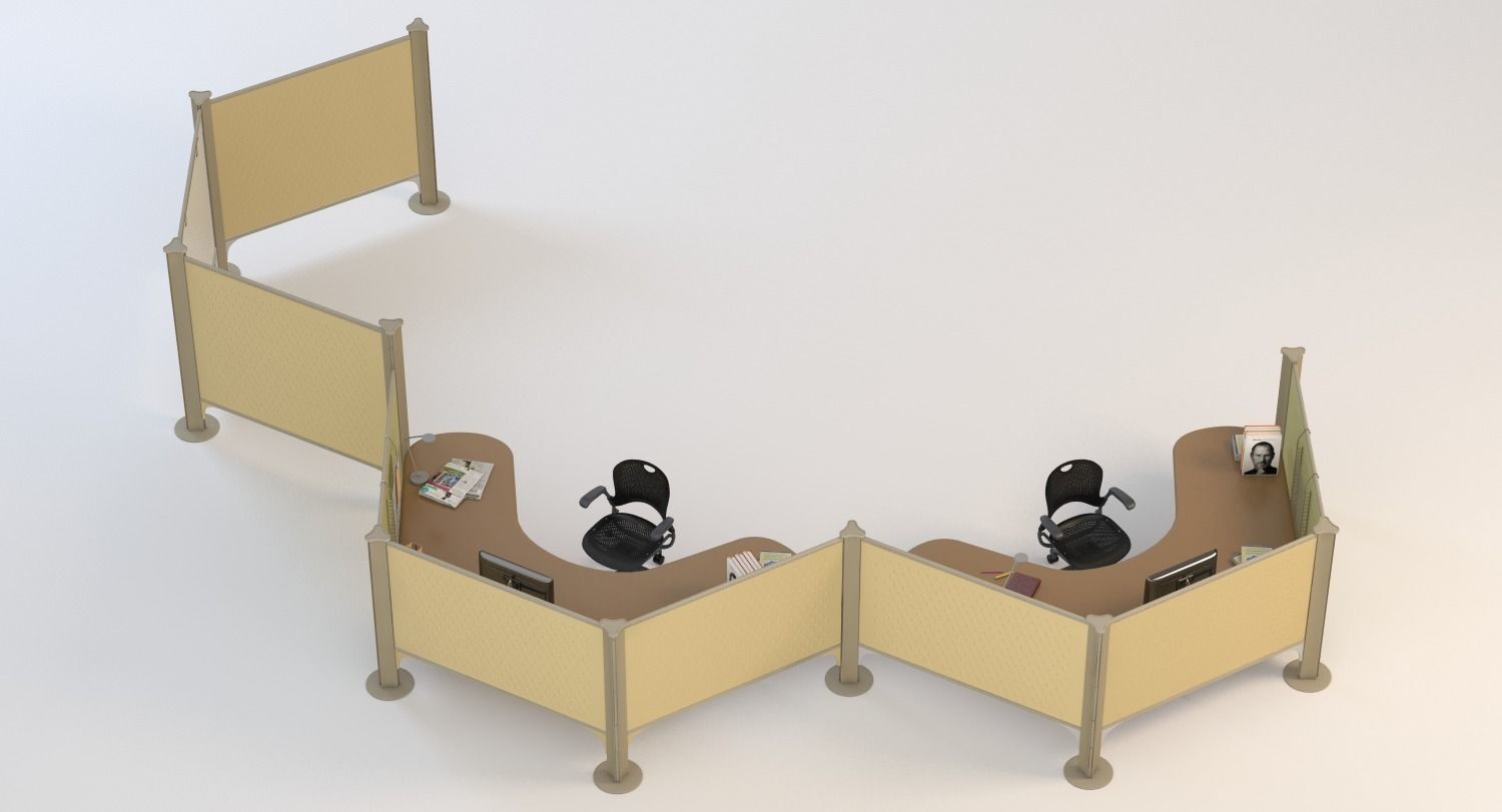 Herman Miller Resolve System with Office Accessories Set 06 3D model_2
