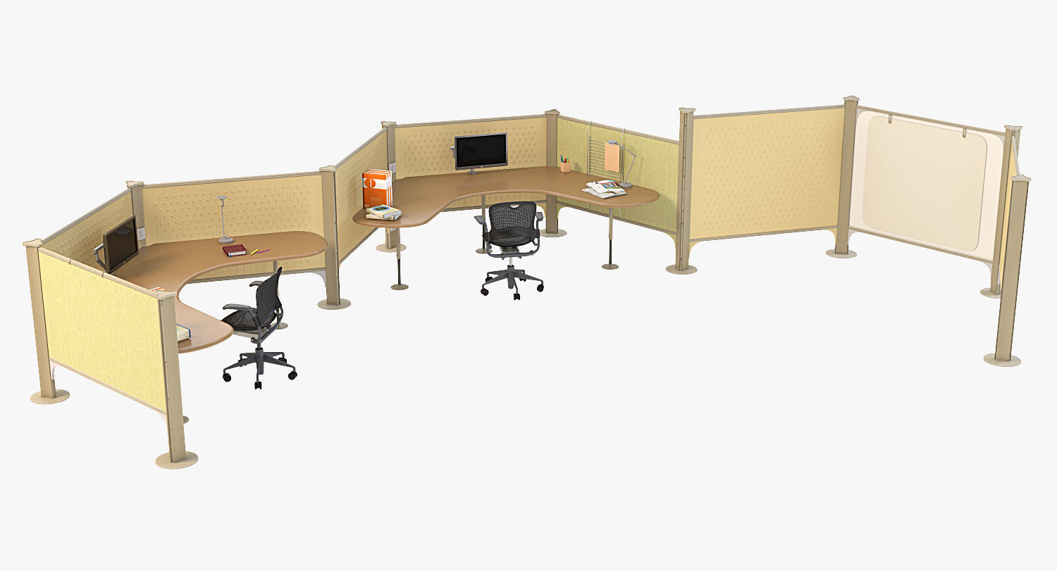 Herman Miller Resolve System with Office Accessories Set 06 3D model_7