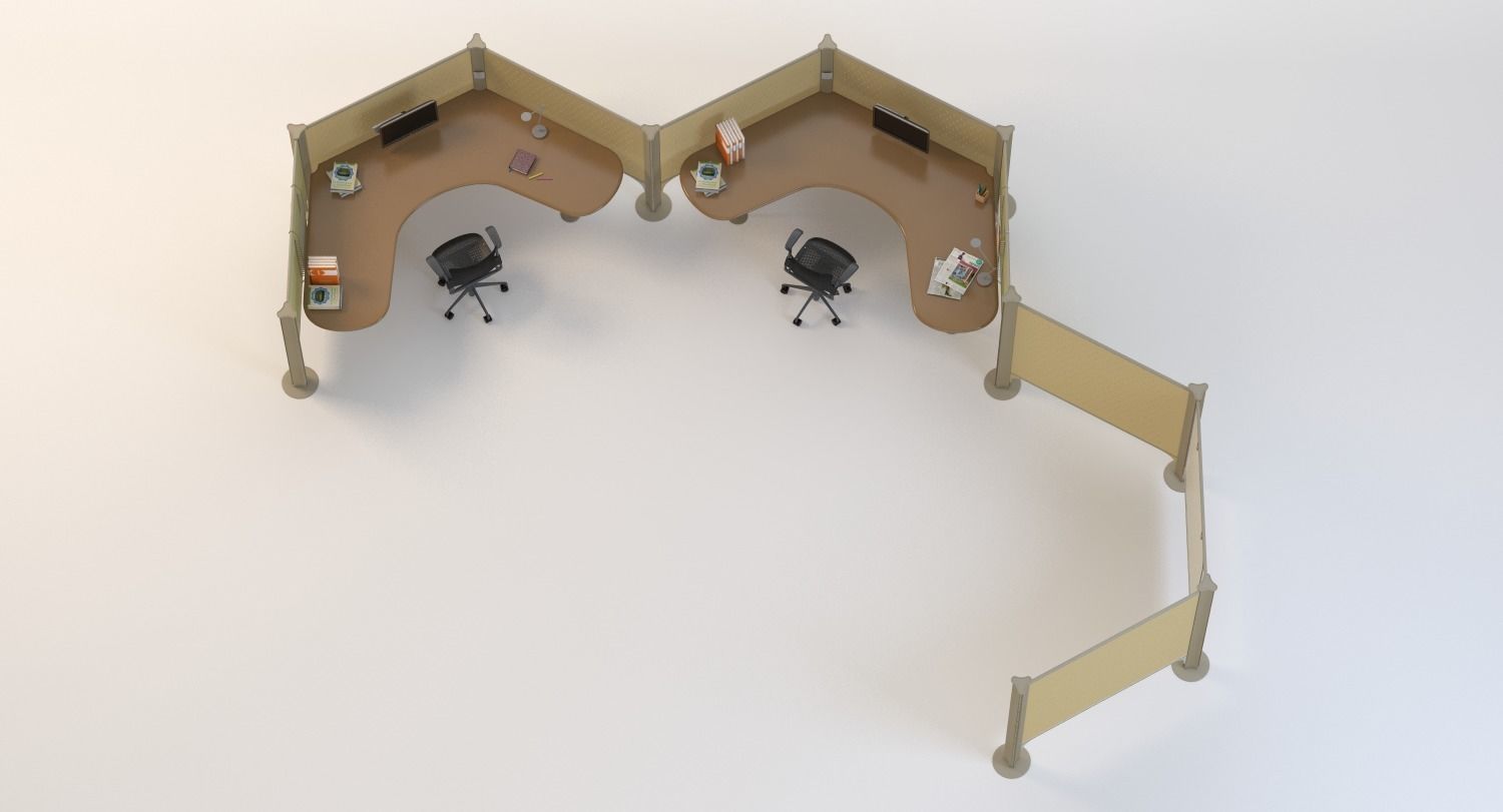 Herman Miller Resolve System with Office Accessories Set 06 3D model_5