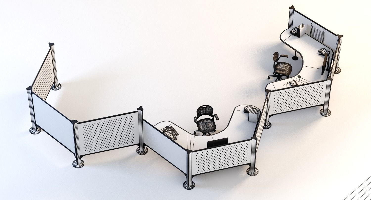 Herman Miller Resolve System with Office Accessories Set 06 3D model_8