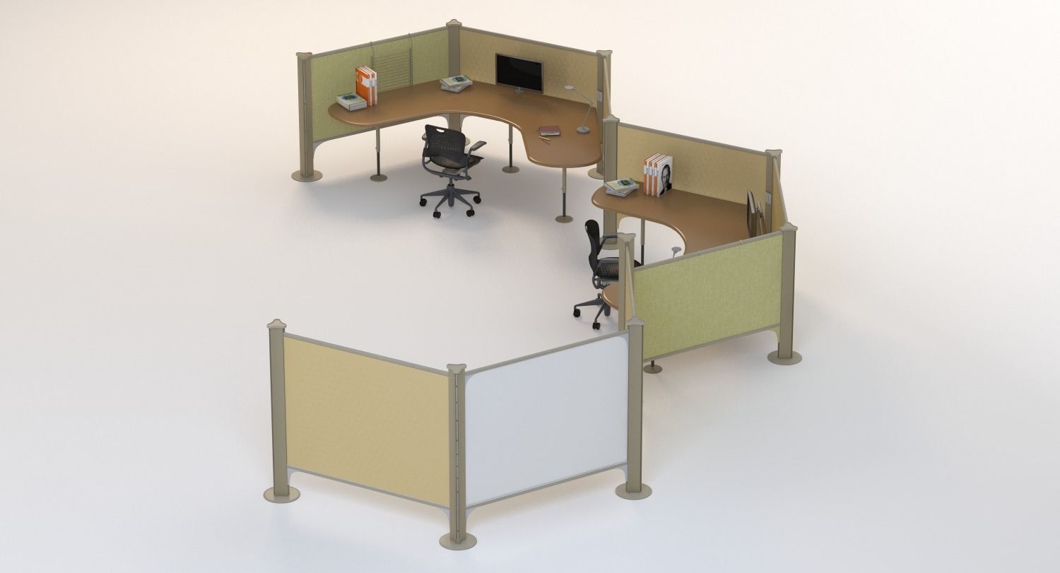Herman Miller Resolve System with Office Accessories Set 06 3D model_4
