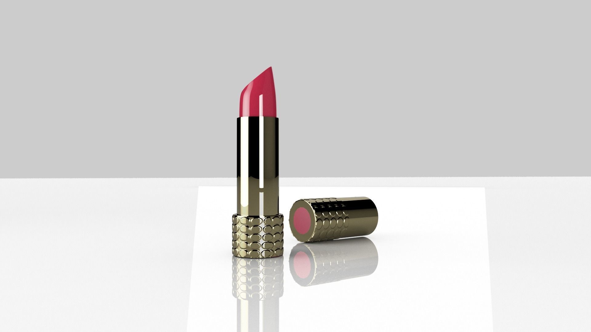 Red Lipstick Make Up 3D model_4
