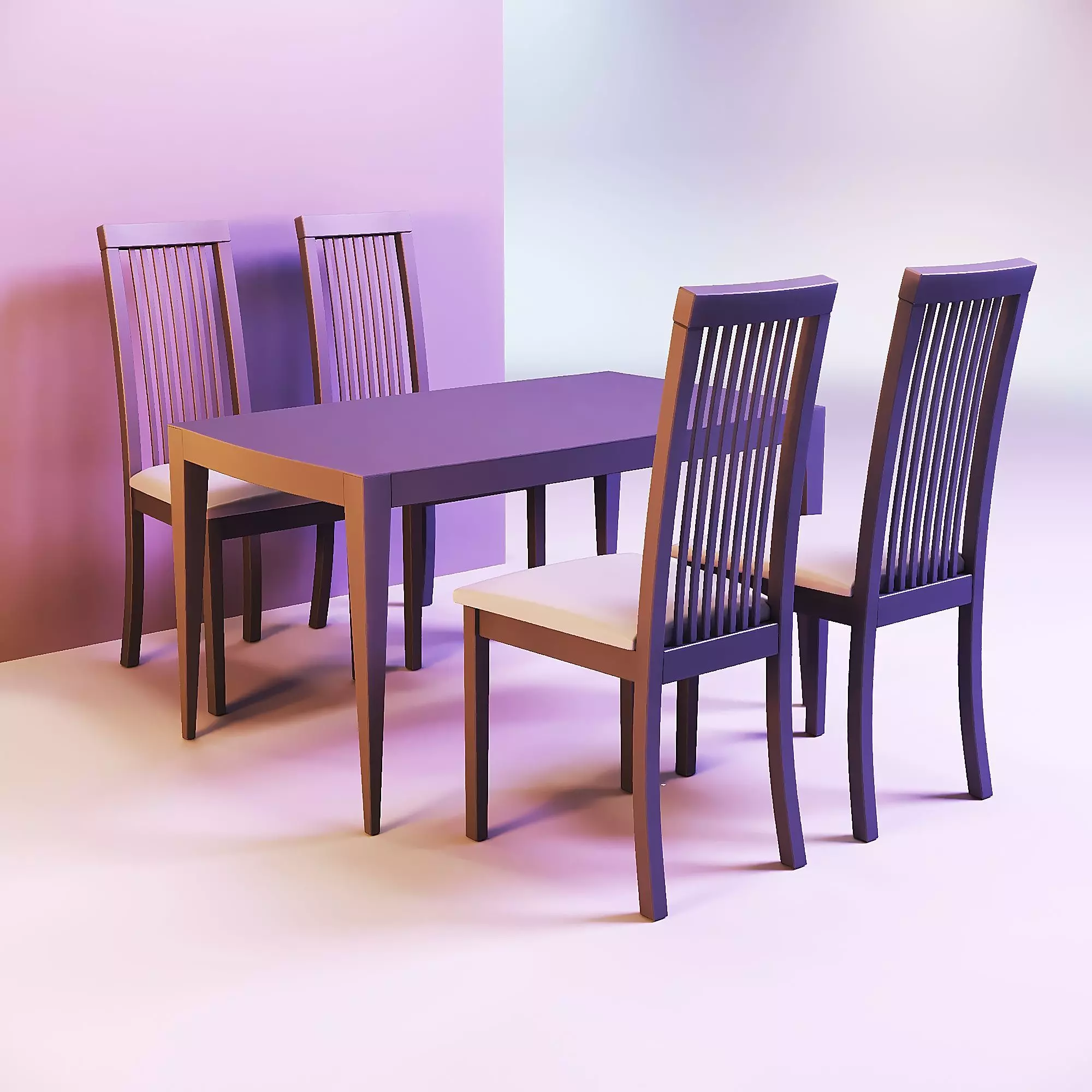 Dining table and chairs 3D print model