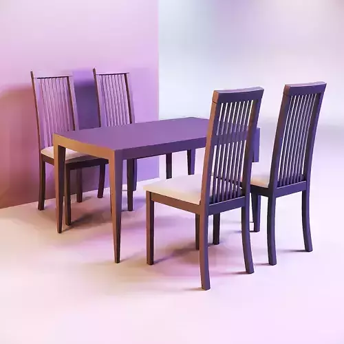 Dining table and chairs 3D print model