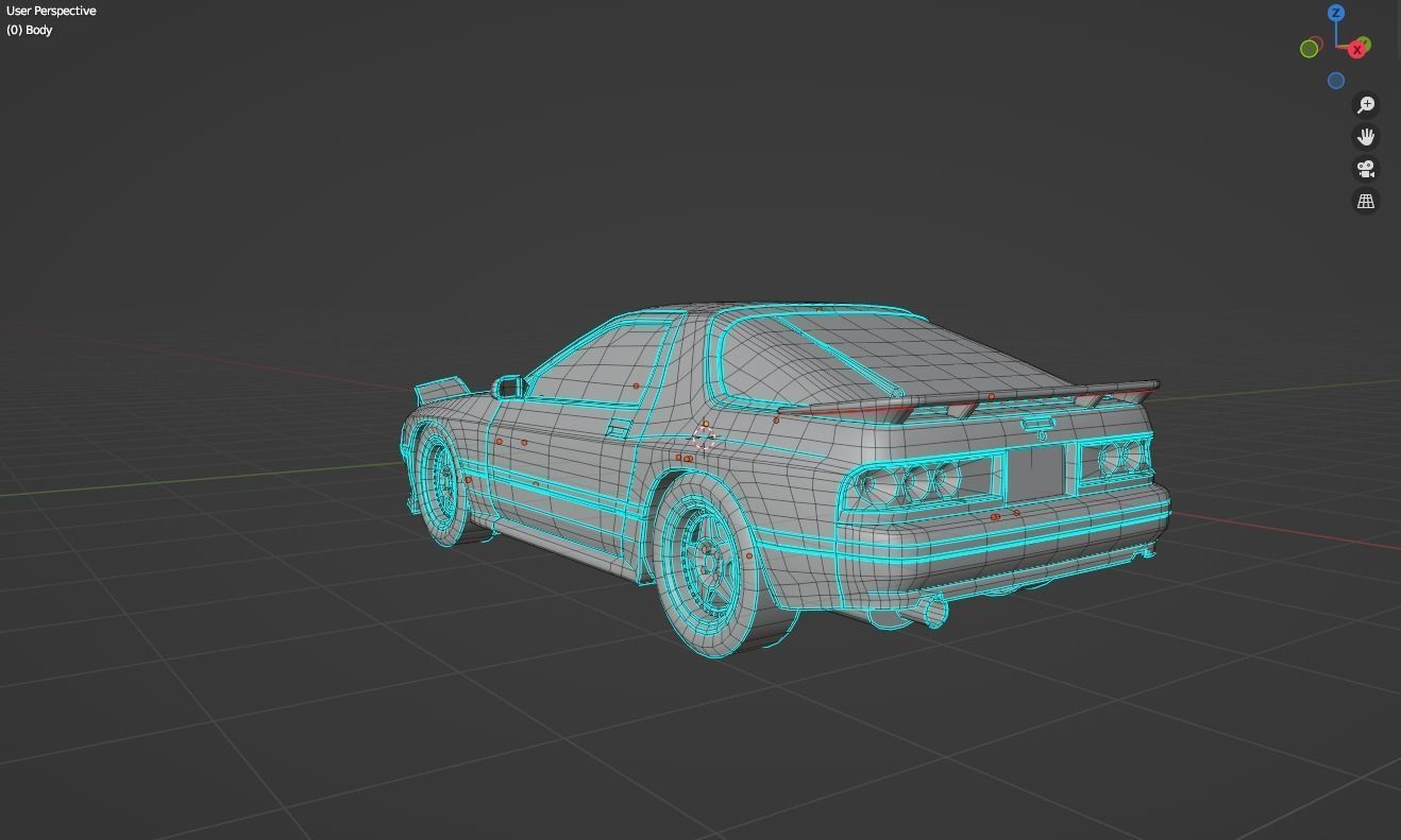 Mazda RX7 FC Ryosuke Style Low-poly 3D model_16