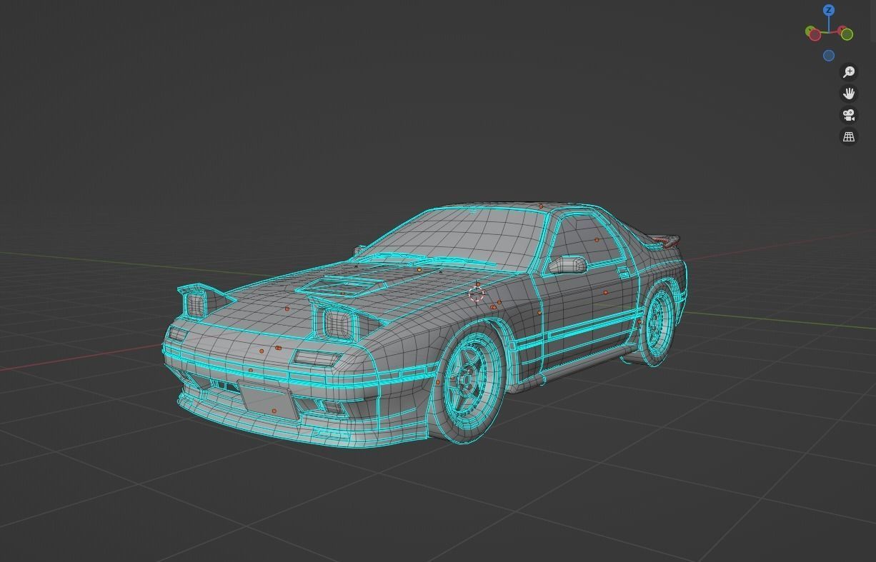 Mazda RX7 FC Ryosuke Style Low-poly 3D model_15