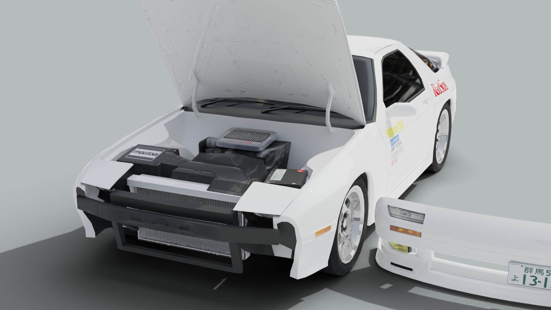 Mazda RX7 FC Ryosuke Style Low-poly 3D model_11