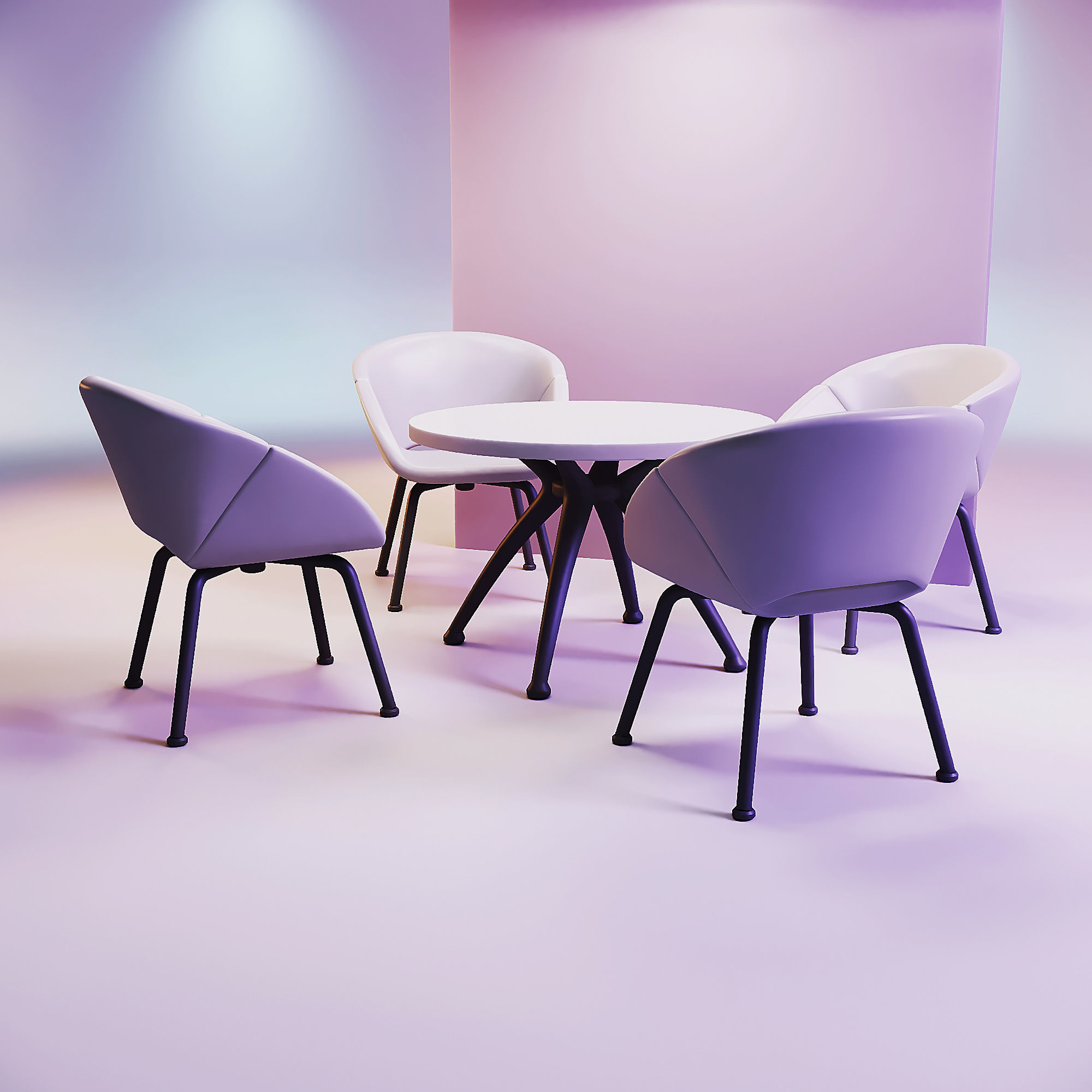 Doll table and chairs 3D print model_1